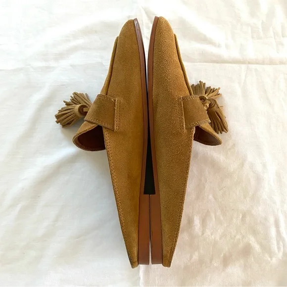 Zara Suede Tan/Brown Loafer Mules Women’s EU 39 Slip-On Flats Tassel - Picture 7 of 11
